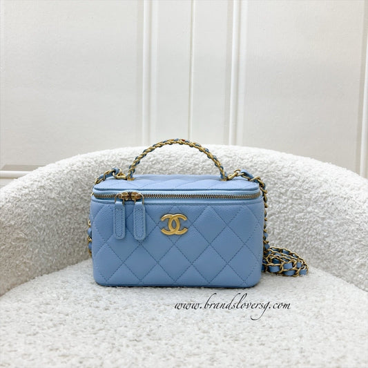 Chanel "Pick Me Up" Vanity with Top Handle in Baby Blue Caviar and AGHW (Model: )