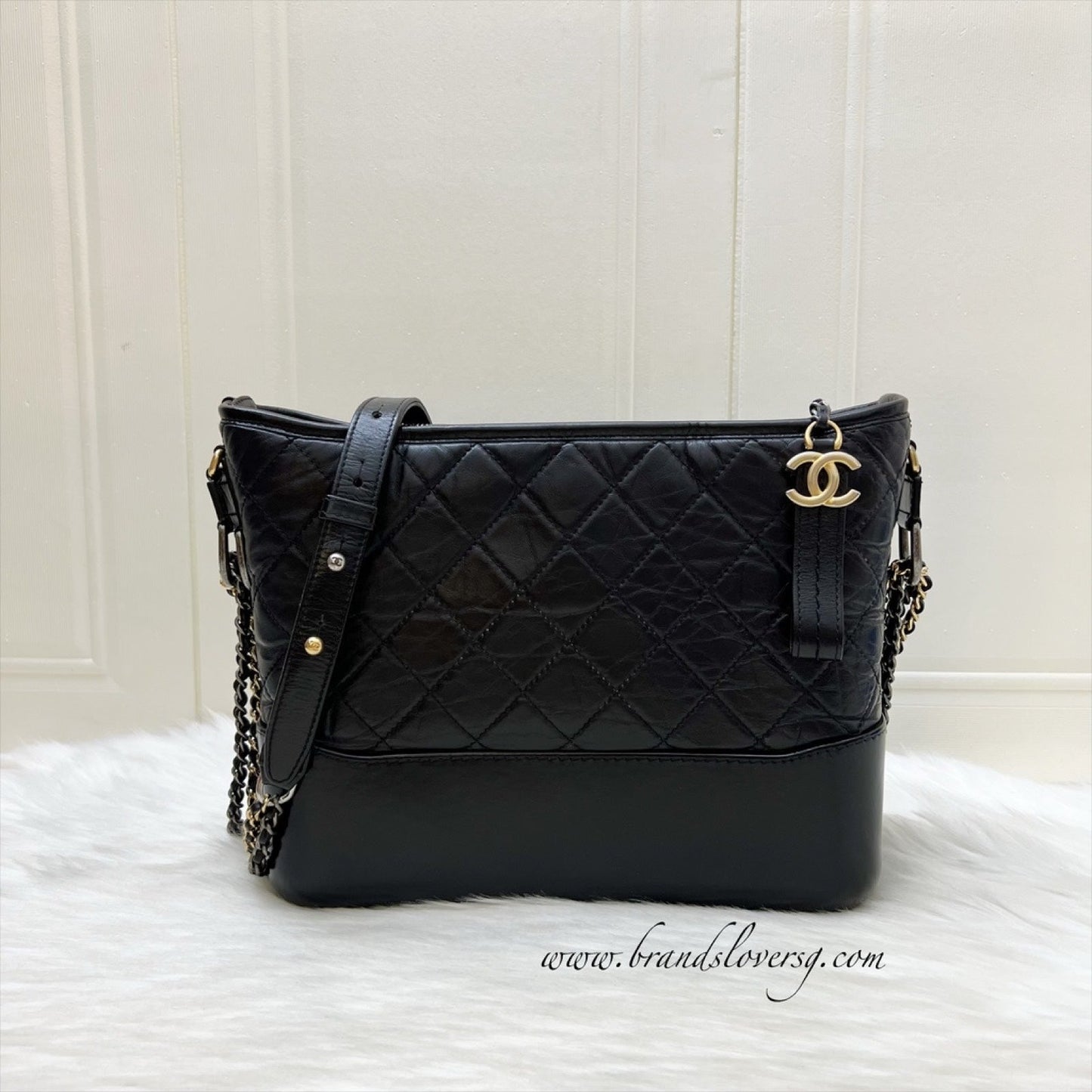 Chanel Medium (New Large) Gabrielle in Black Distressed Calfskin and 3 Tone HW Accessory