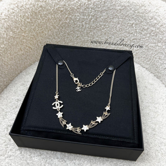 Chanel Shooting Stars Necklace with Diamantés in Light Gold HW (Model: )