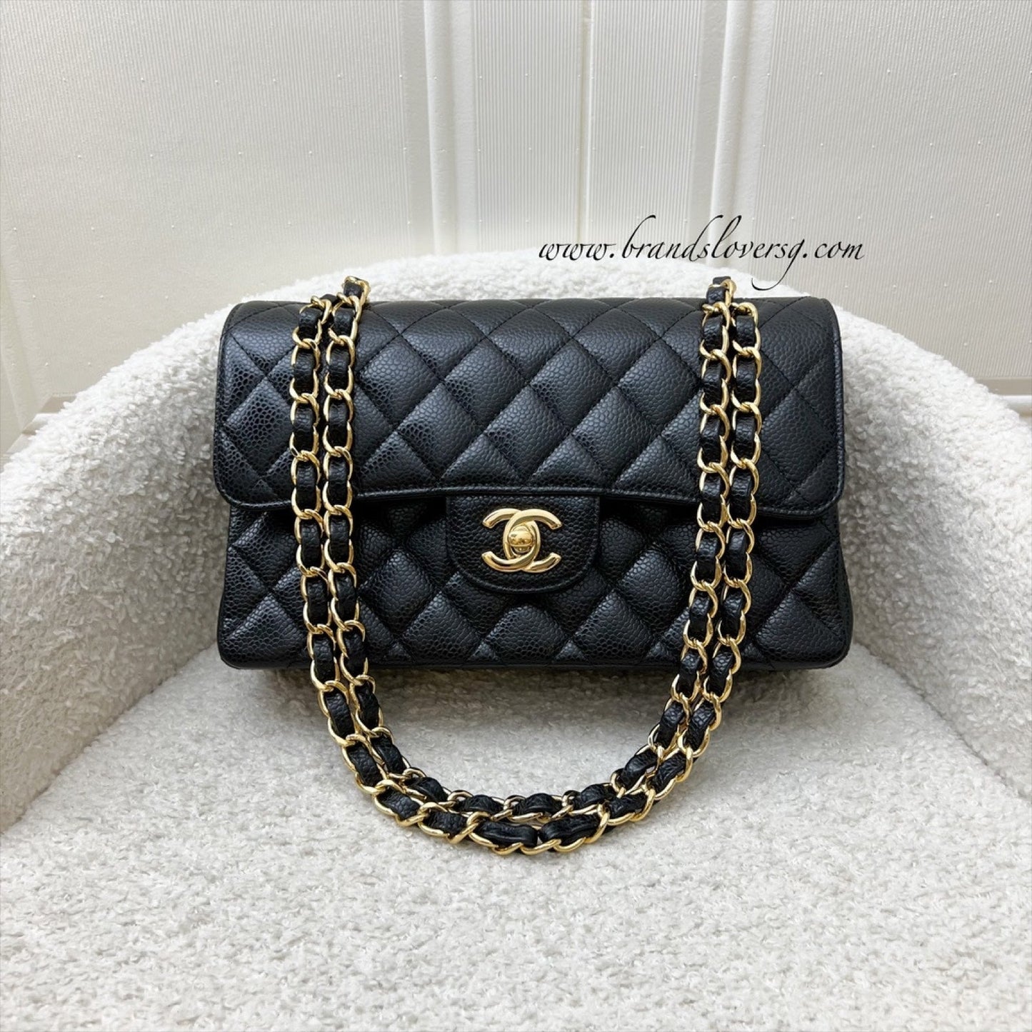 Small Classic Flap CF in Black Caviar and GHW (Model: ) Accessory Refined