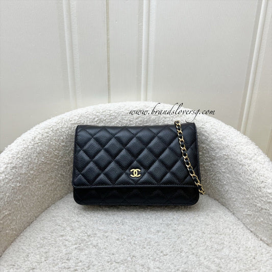 Classic Wallet on Chain WOC in Black Caviar and GHW Bag Refined