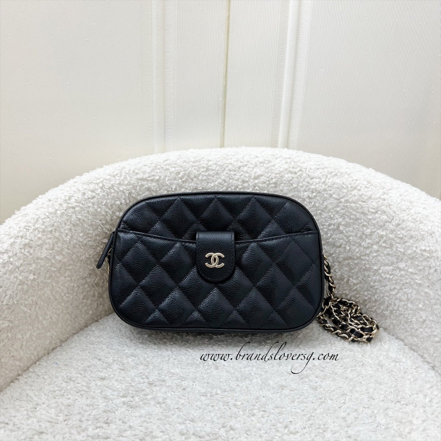 Mini Camera Bag in Black Caviar and LGHW Signature