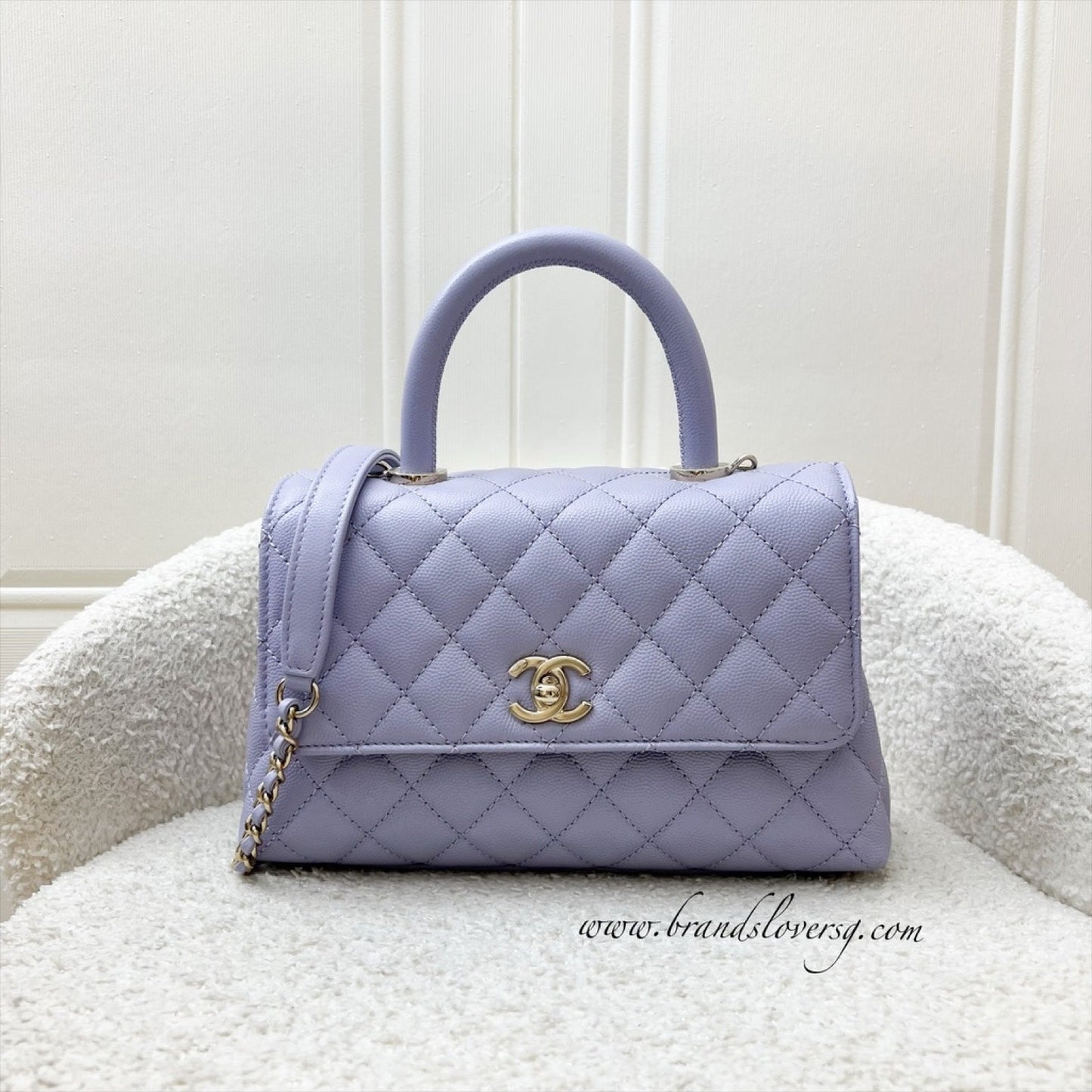 Chanel Small () Coco Handle Flap in Lilac Caviar and LGHW (Model: ) Accessory