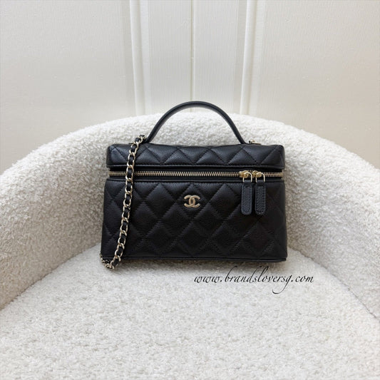 Chanel [Local Set - Oct 2025] Vanity / Clutch with Chain (LP Style Bag) in Black Caviar and LGHW (Model: )
