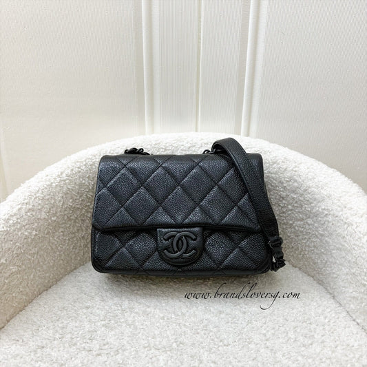 Chanel Incognito So Black Square Mini Flap in Black Caviar and BHW Accessory