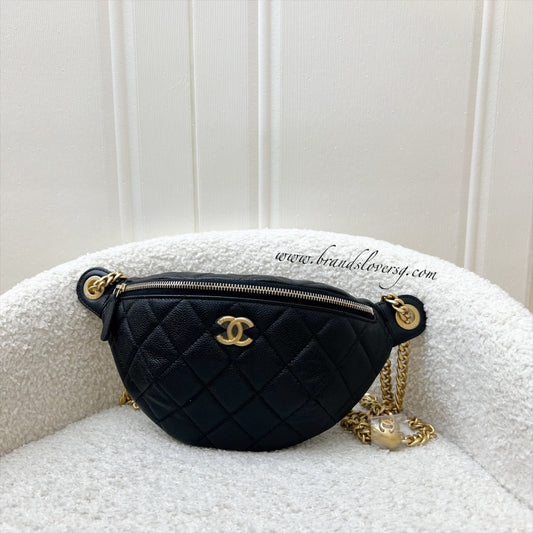 Chanel Heart Adjustable Chain Waist in Black Caviar and AGHW (Model: ) Accessory