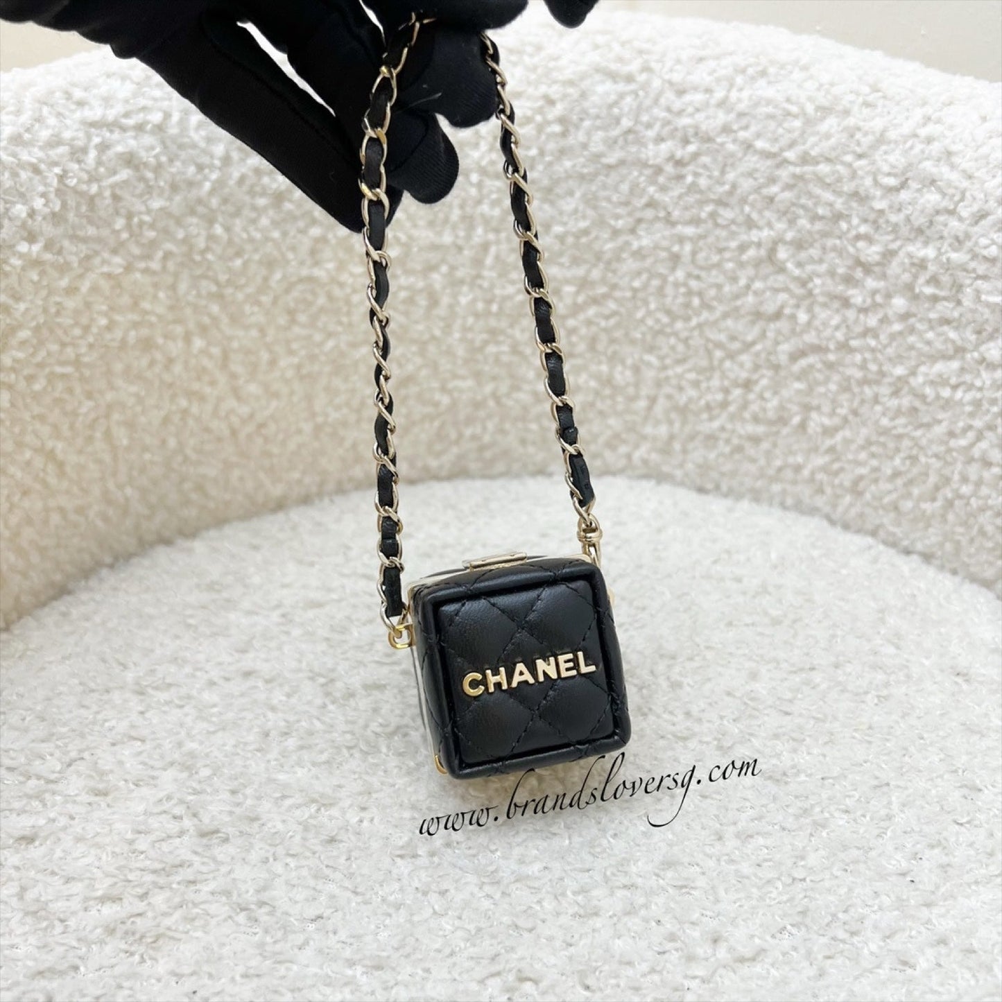Chanel Cube Charm in Black Lambskin and GHW