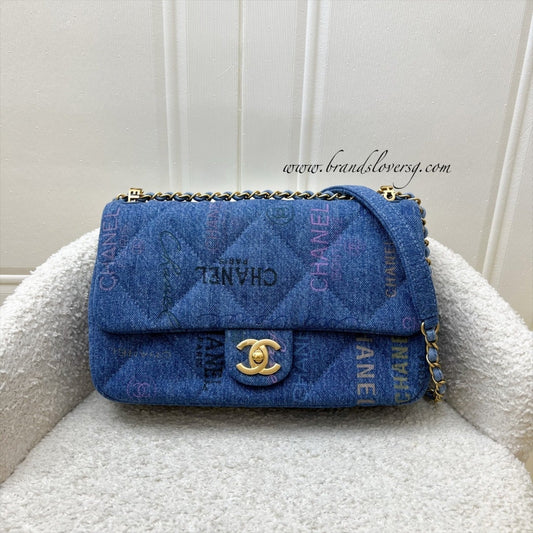Chanel Denim Mood Medium Flap Bag in Blue Printed Denim and AGHW (Model: )