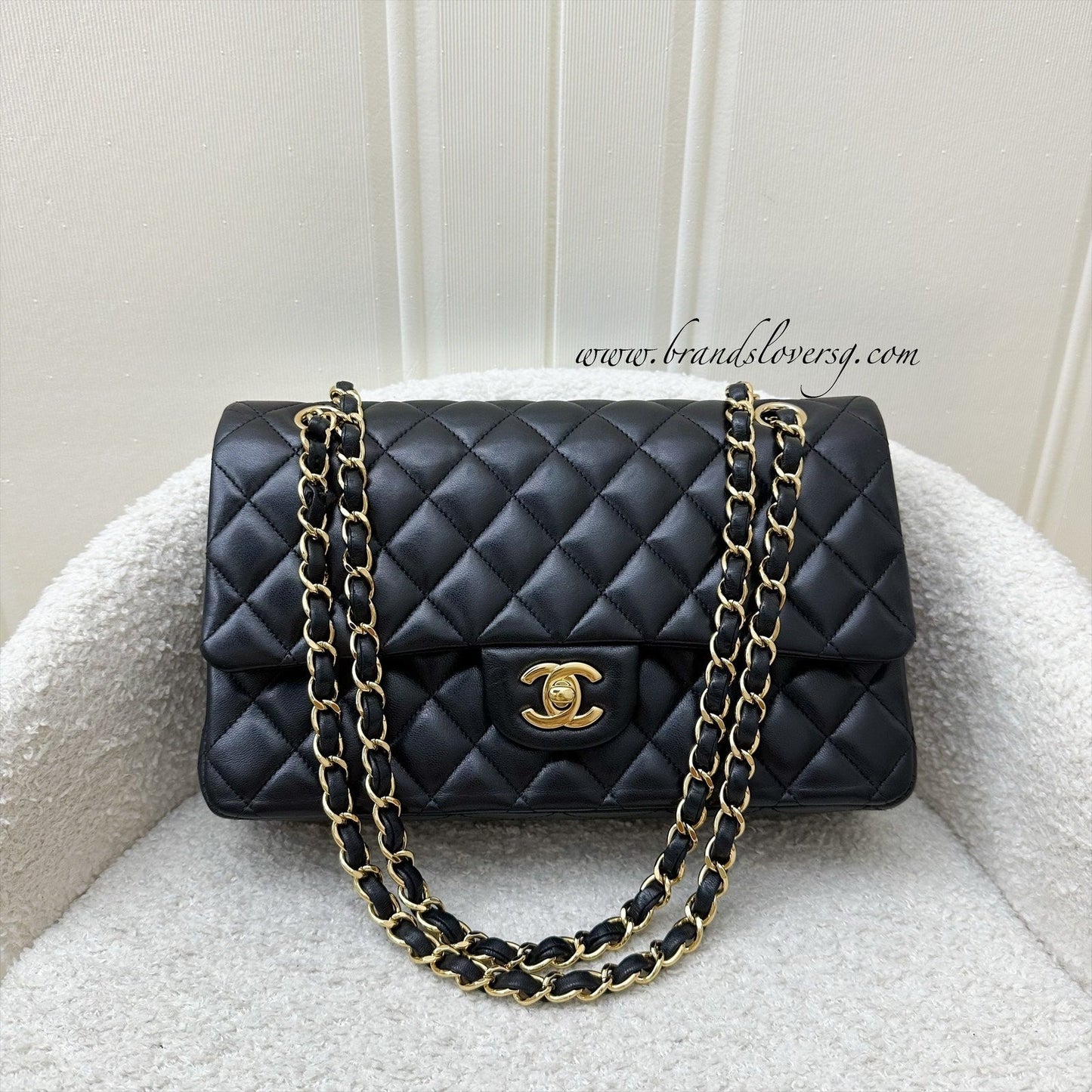 Chanel Medium Classic Flap CF in Black Lambskin and GHW Accessory