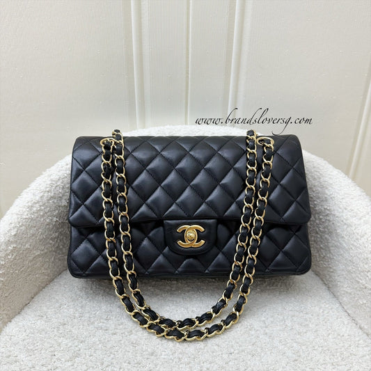 Chanel Medium Classic Flap CF in Black Lambskin and GHW Accessory