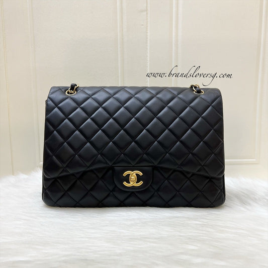 Chanel Maxi Classic Flap SF in Black Lambskin and GHW Accessory