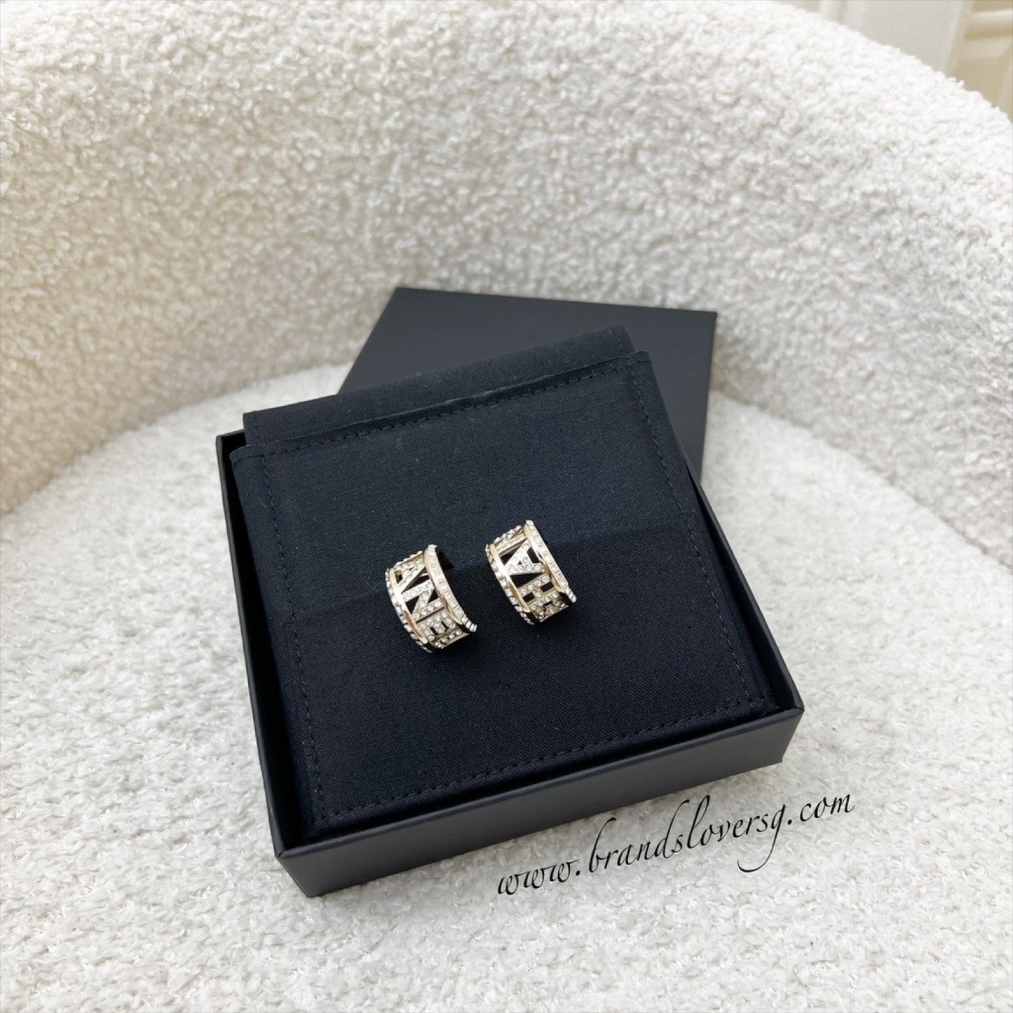 Chanel Hoop Earrings with Diamantes and LGHW (Model: ) Jewelry