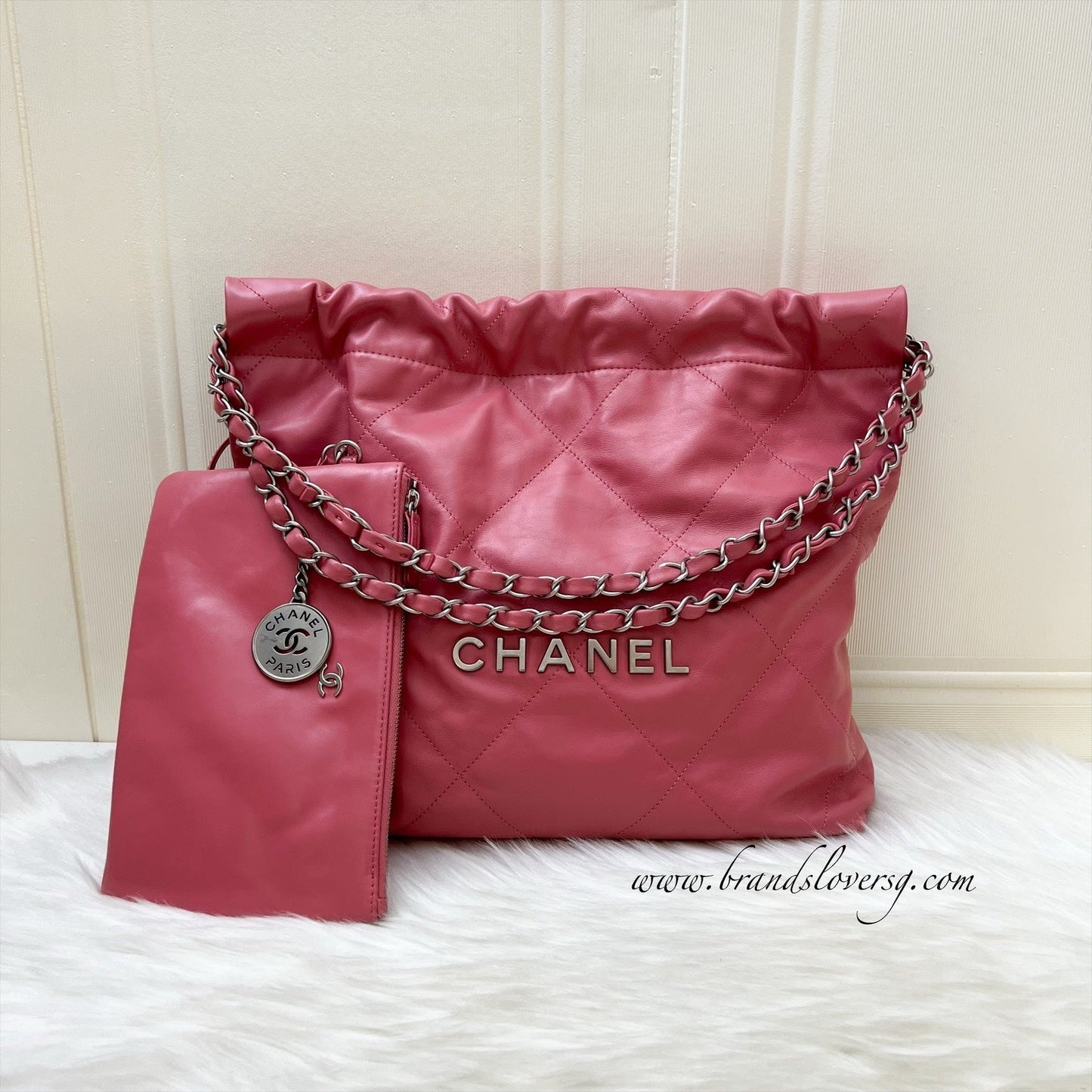 Chanel 22 Small Hobo Bag in Pink Calfskin and SHW (Model: )