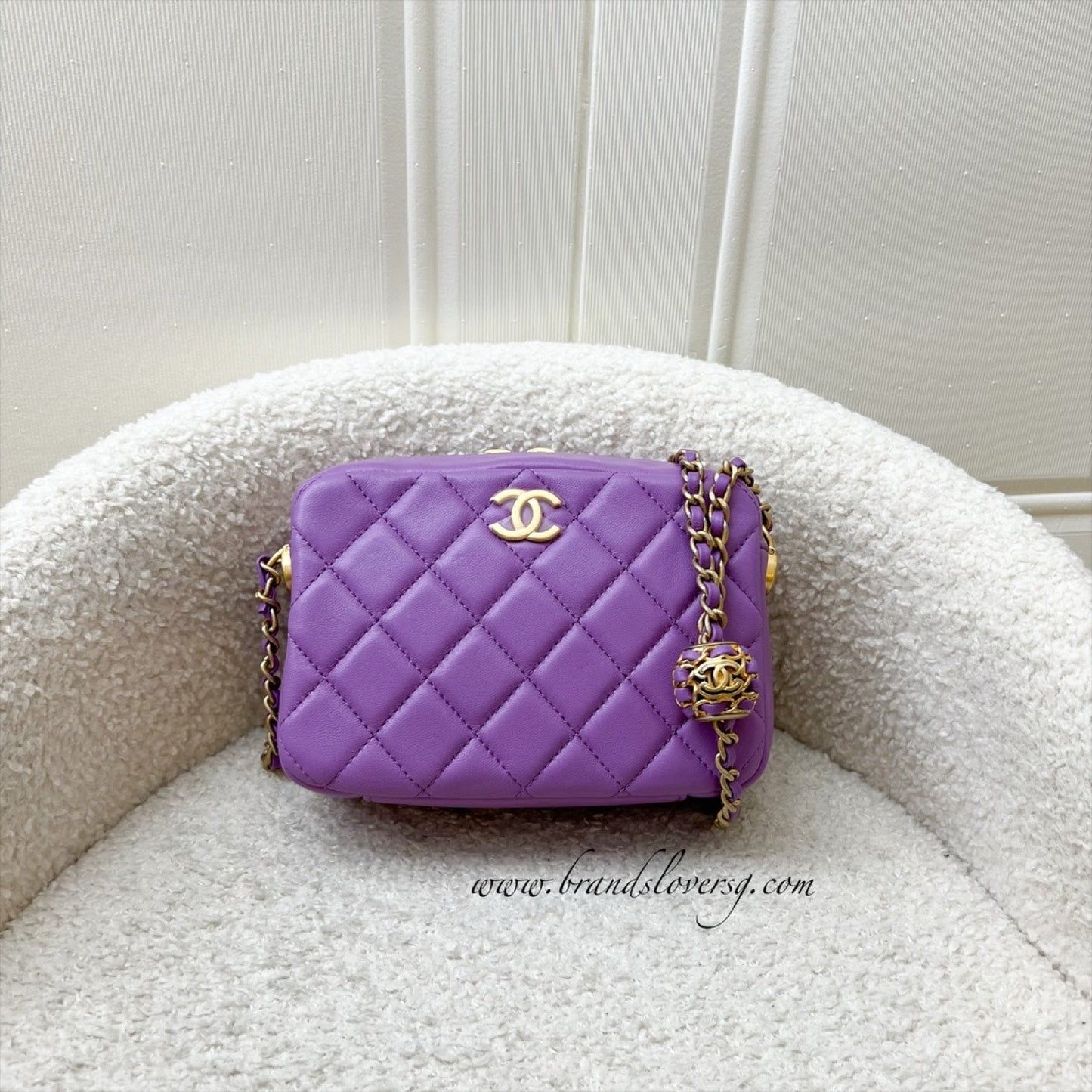 Chanel Pearl Crush Camera Bag in Purple Lambskin AGHW (Model: )