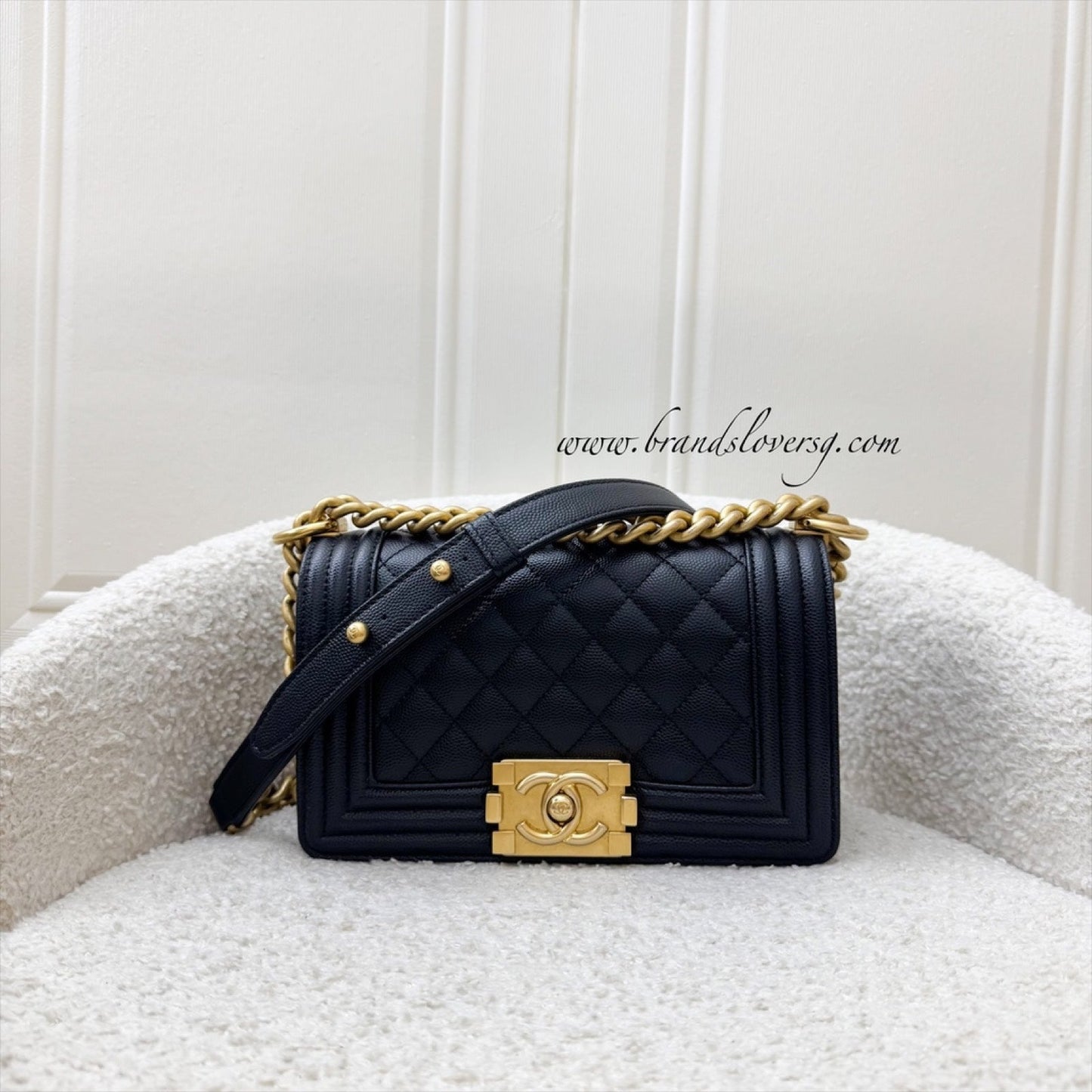 Chanel Small Boy Flap in Black Caviar and AGHW (Model: ) Accessory