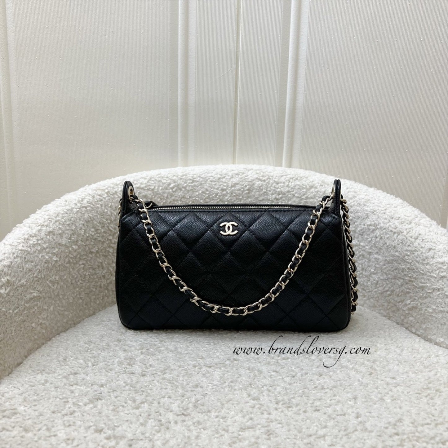 Chanel [Local Set - July 2025] Clutch with Chain in Black Caviar GHW (Model: )