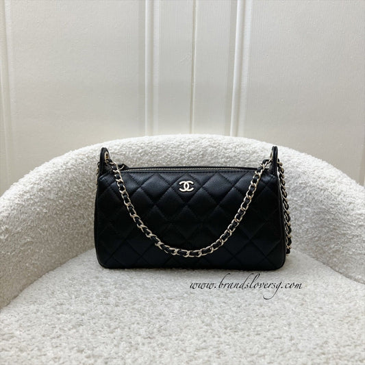 Chanel [Local Set - July 2025] Clutch with Chain in Black Caviar GHW (Model: )
