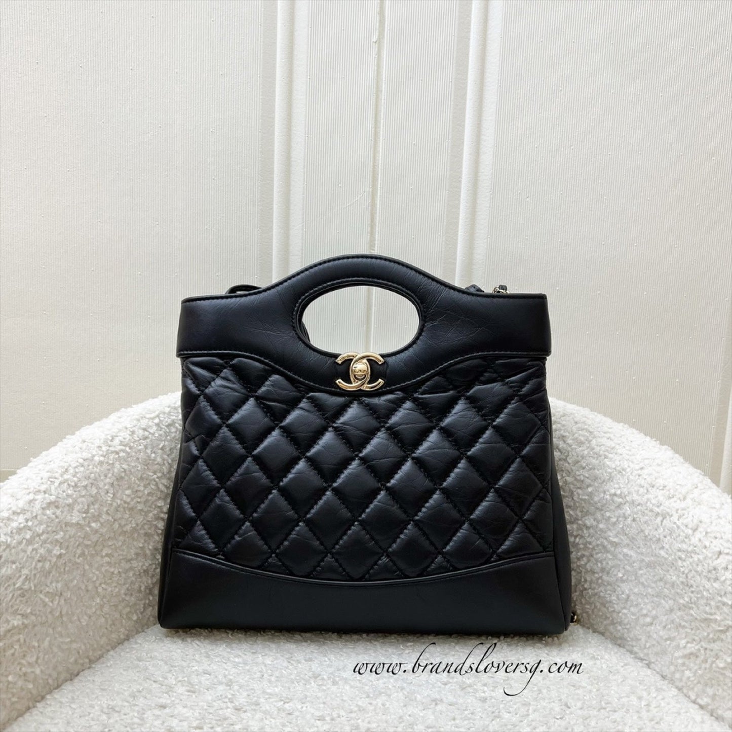 Chanel 31 Small / Mini Shopping in Black Matte Calfskin and LGHW Accessory