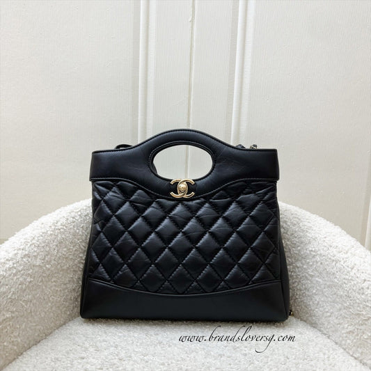 Chanel 31 Small / Mini Shopping in Black Matte Calfskin and LGHW Accessory