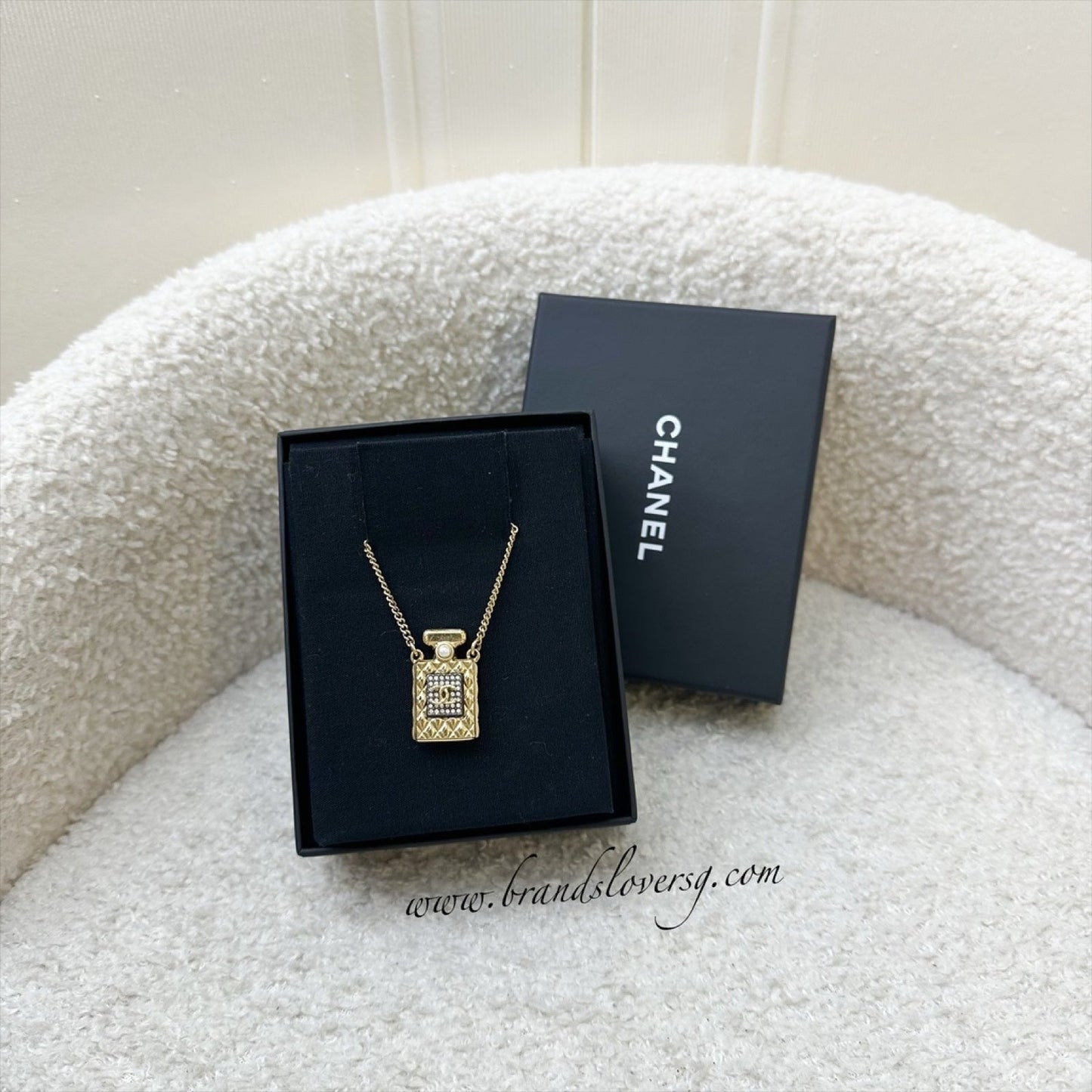 Chanel Perfume Bottle Necklace in AGHW