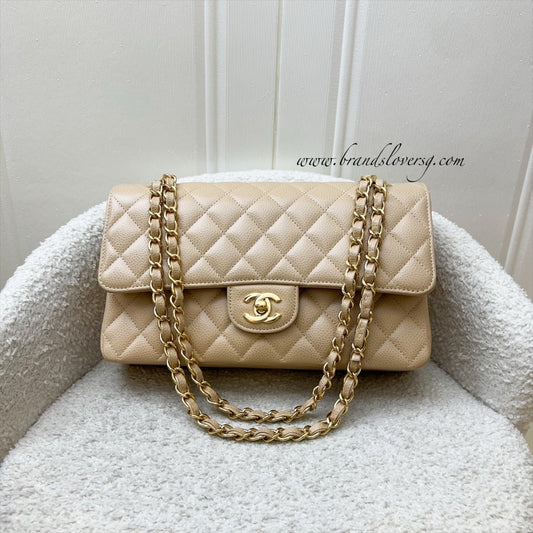 Medium Classic Flap CF in Beige Caviar and GHW Accessory Classic