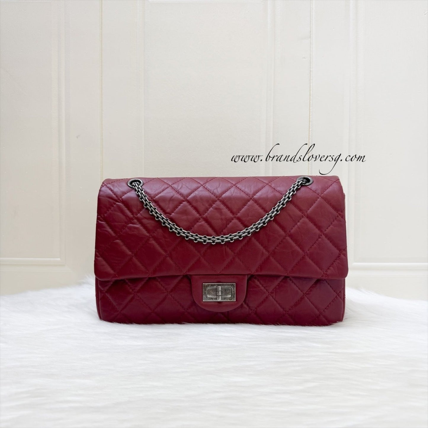 Chanel 2.55 Reissue 227 Maxi Flap in Red Distressed Calfskin and RHW Accessory