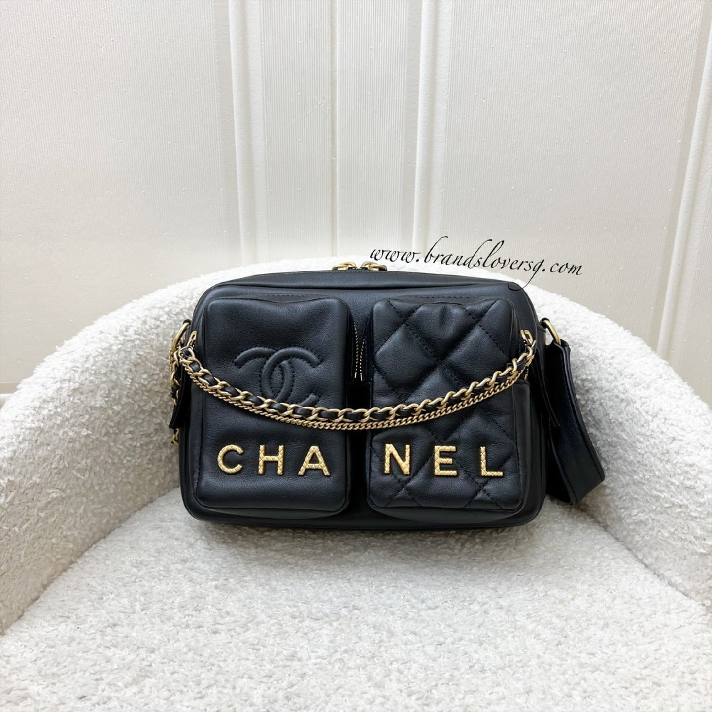 Chanel Seasonal Camera Bag in Black Calfskin and AGHW (Model: )