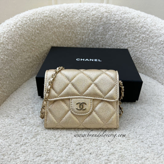 Chanel Card Holder / Clutch on Chain in Metallic Gold Lambskin and LGHW (Model: )