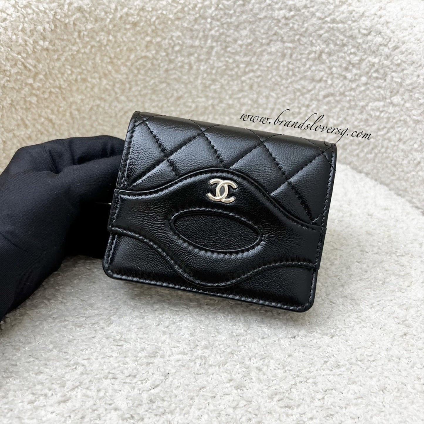 Chanel 31 Card Holder / Mini Wallet in Black Glossy Calfskin and LGHW (Model: )