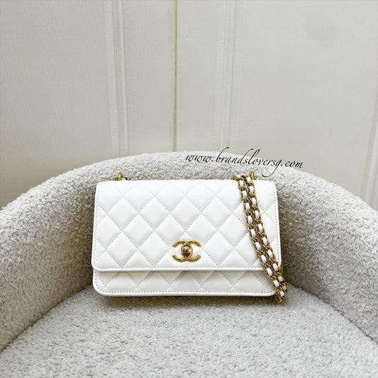 Chanel Seasonal Wallet on Chain WOC in White Lambskin and GHW (Model: ) Bag