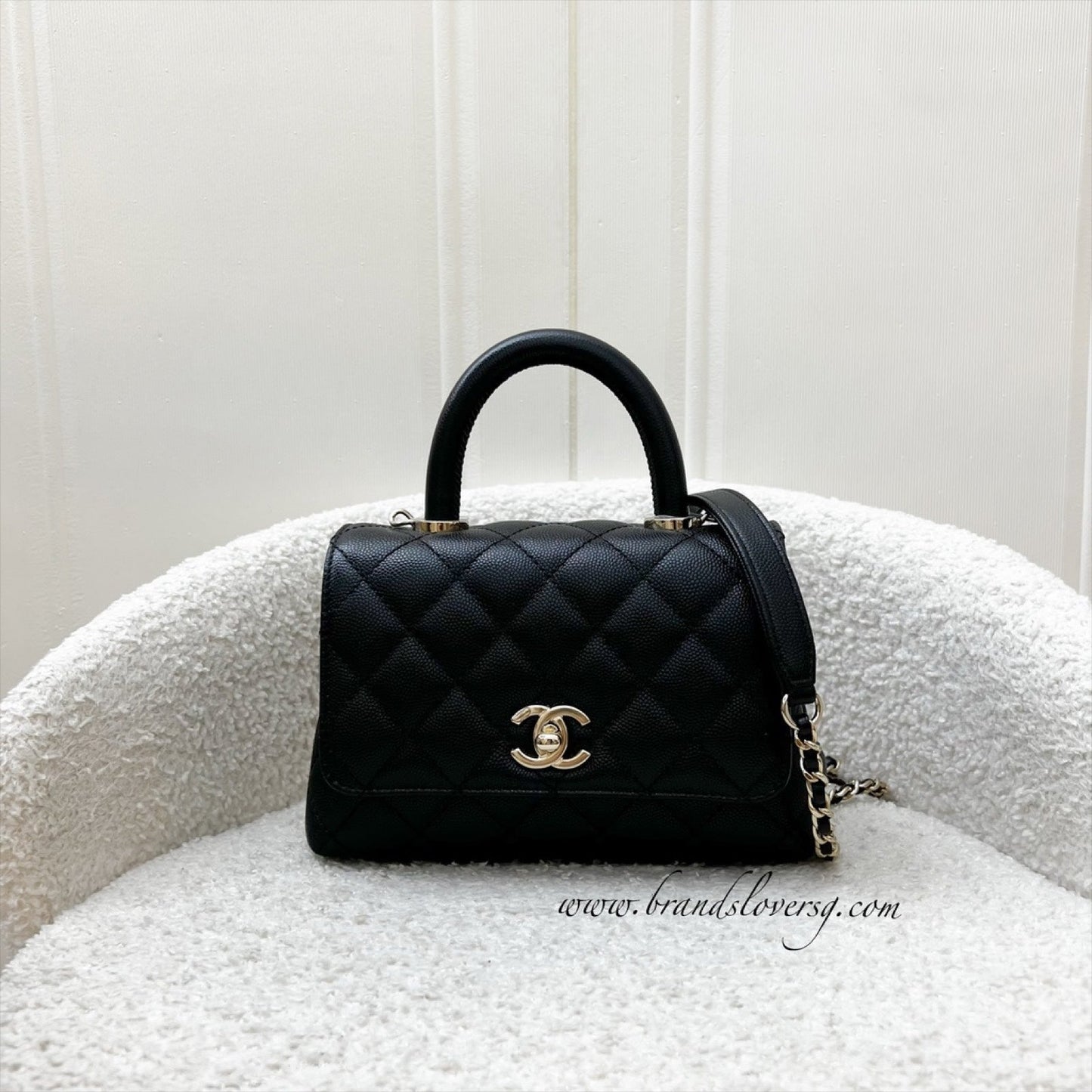 Mini Coco Handle Flap in Black Caviar and LGHW (Model: ) Accessory Signature