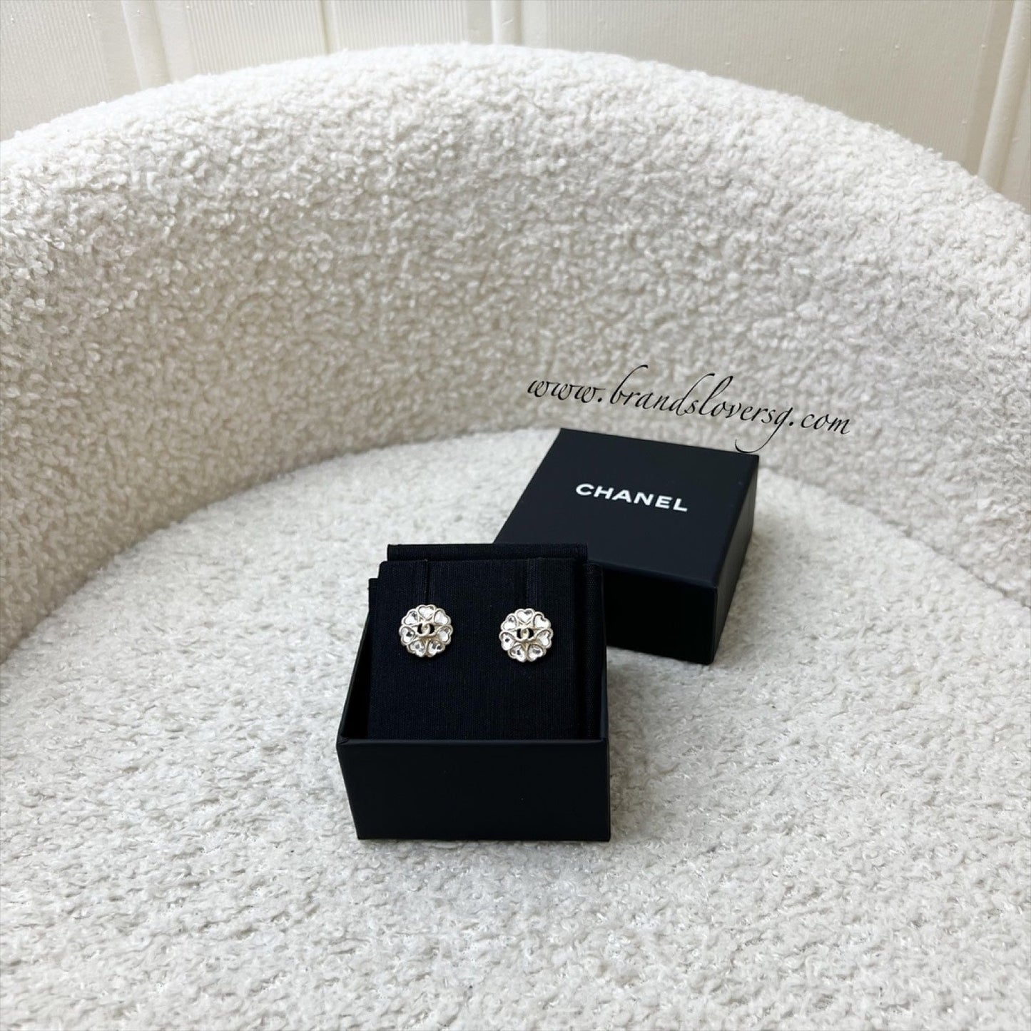 Chanel Round Earrings with Crystals in LGHW Jewelry