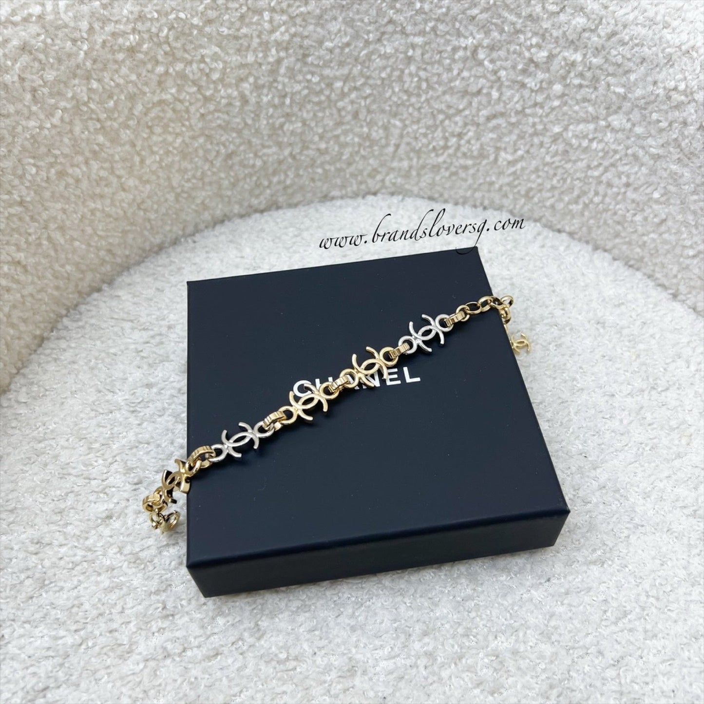 Chanel CC Logos Bracelet in 2 Tone Gold and Silver HW