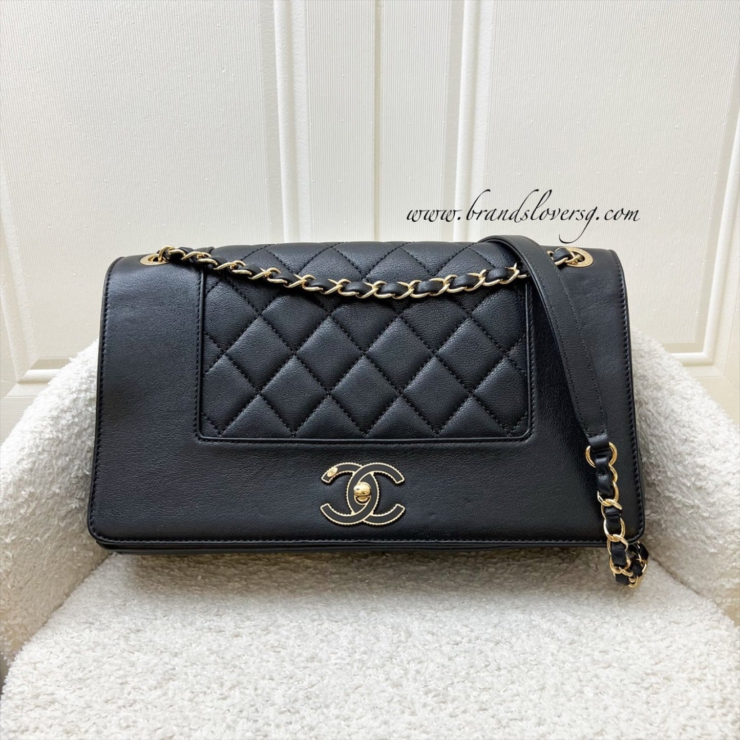 Chanel Large Mademoiselle Flap in Black Calfskin and GHW Accessory