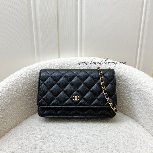 Classic Wallet on Chain WOC in Black Caviar and GHW Bag Polished