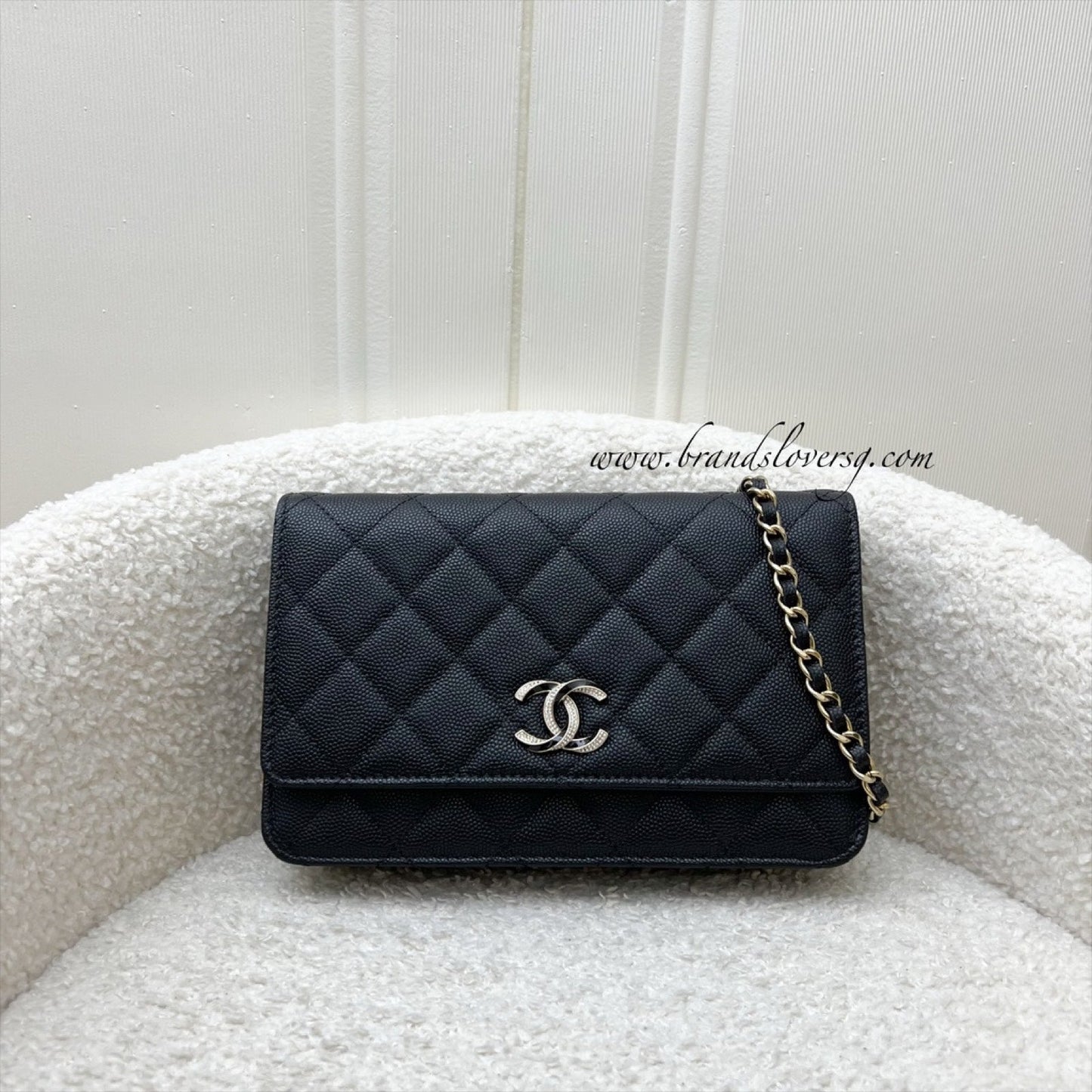 Chanel Wallet on Chain WOC in Black Caviar, Diamantes Studded Logo and SHW (Model: ) Bag