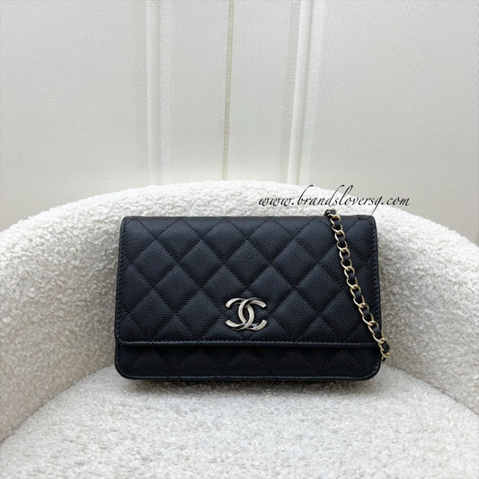 Chanel Wallet on Chain WOC in Black Caviar, Diamantes Studded Logo and SHW (Model: ) Bag
