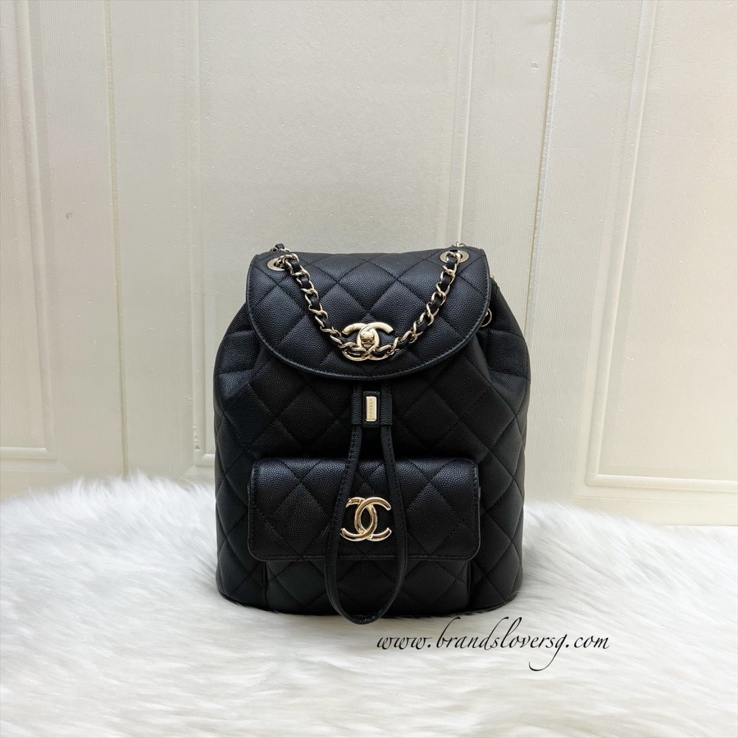 Chanel Duma Small / Medium Backpack in Black Caviar and LGHW (Model: )
