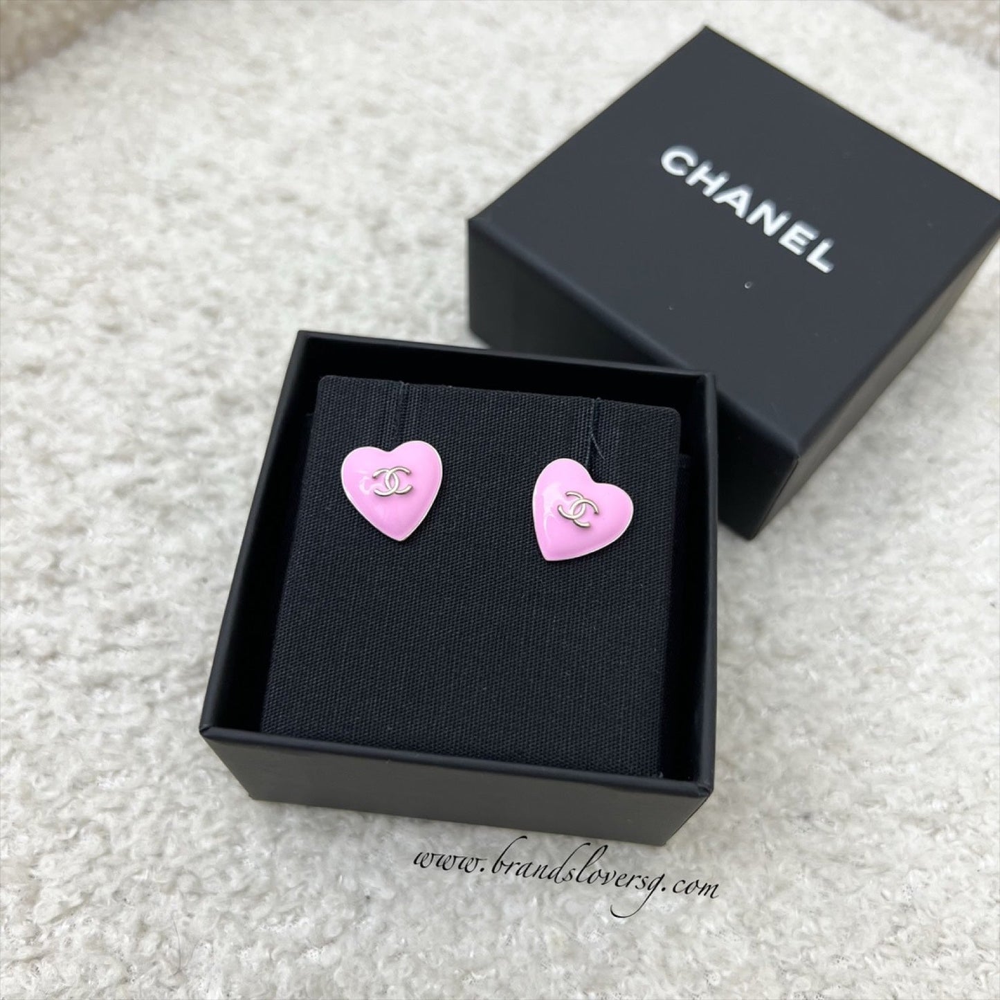 Chanel Pink Hearts Earrings and LGHW Jewelry