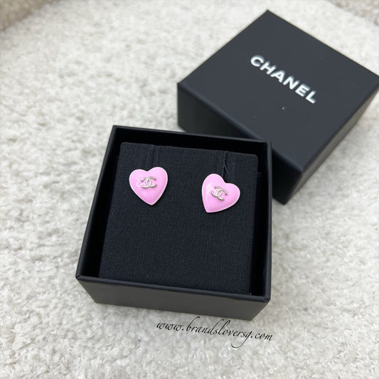 Chanel Pink Hearts Earrings and LGHW Jewelry