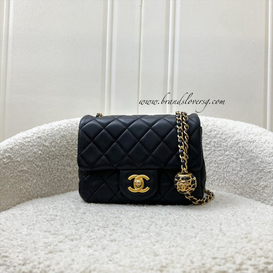 Chanel Pearl Crush Square Mini Flap in Black Lambskin and AGHW (Model: ) Accessory