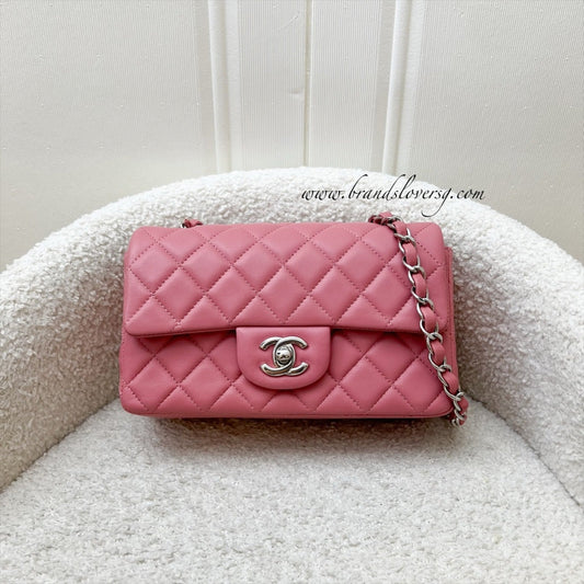 Chanel Classic Mini Rectangular Flap in Pink Lambskin and SHW Accessory