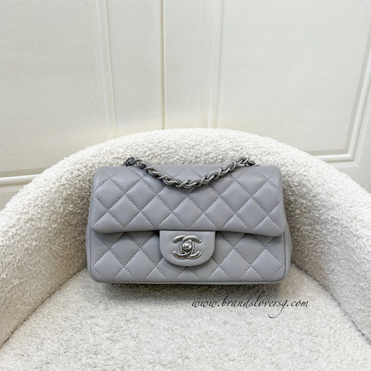 Chanel Mini Rectangle Flap in Grey Lambskin SHW Accessory