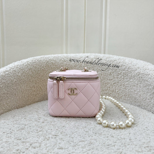 Chanel Mini Vanity with Pearl Chain in Pink Lambskin and LGHW (Model: )