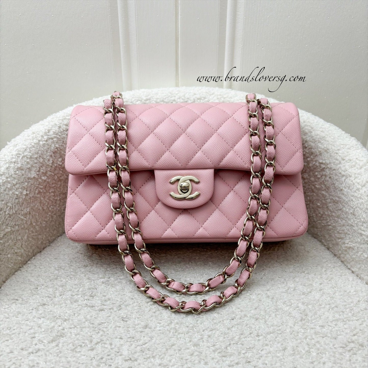 Chanel Small Classic Flap CF in Sakura Pink Caviar LGHW Accessory
