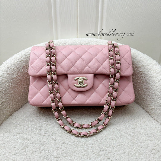 Chanel Small Classic Flap CF in Sakura Pink Caviar LGHW Accessory