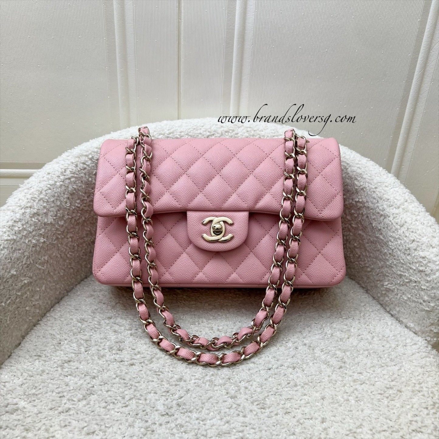 Chanel Small Classic Flap CF in Sakura Pink Caviar and LGHW (Model: ) Accessory