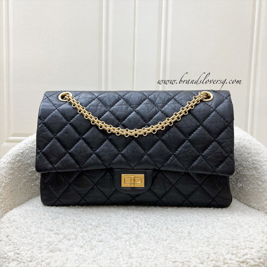 Chanel 2.55 Reissue Large 226 Flap in Black Distressed Calfskin and AGHW Accessory
