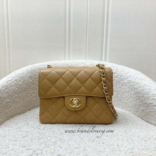 Chanel   Square Mini in Dark Beige Caviar and 24K GHW