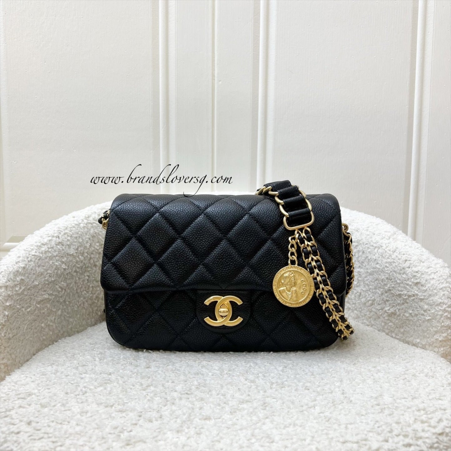 Chanel Medallion Small Flap in Black Caviar and AGHW (Model: ) Accessory